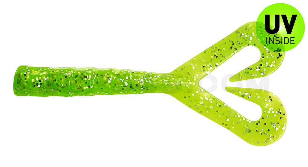 Big Twin Tail 6" (15cm) fluogelb-grün Glitter