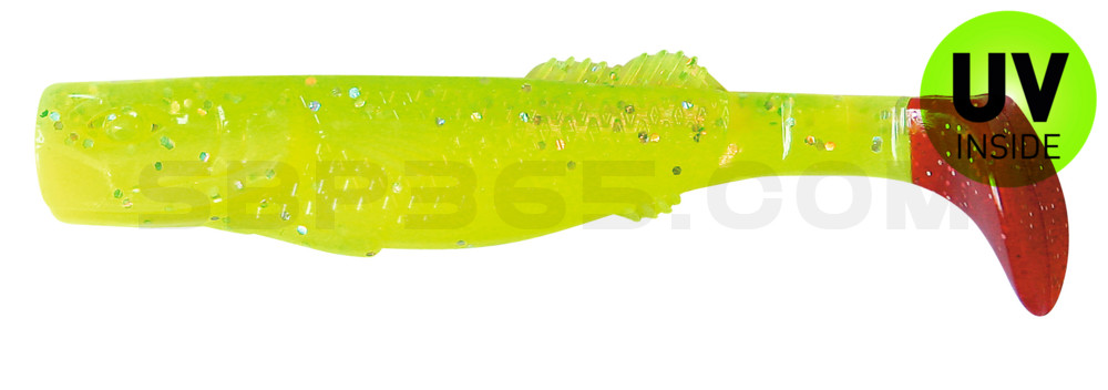 California 4" (ca. 11,0 cm) fluogelb  / fluogrün-Glitter