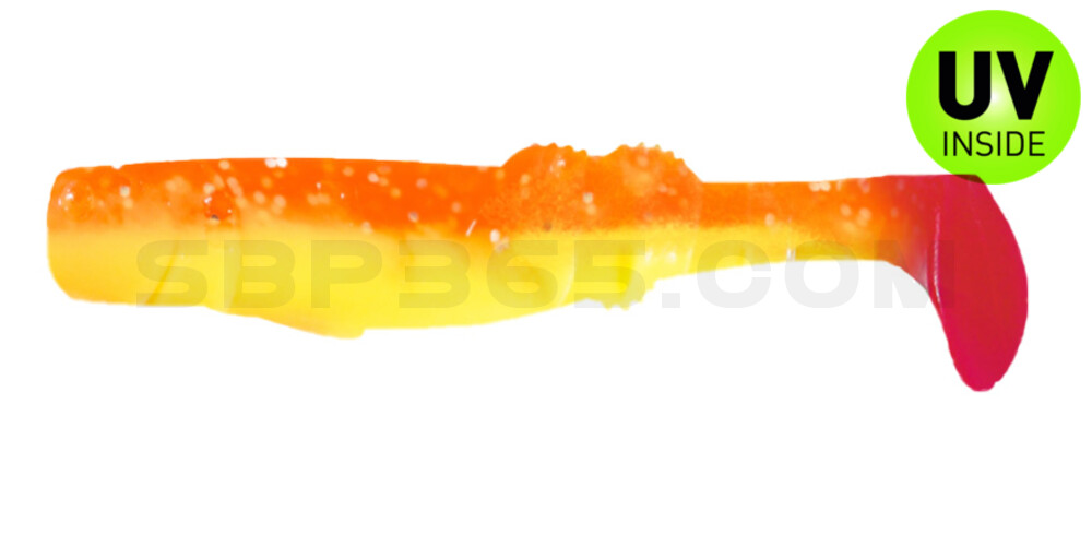California 4" (ca. 11,0 cm) fluogelb  / orange-silber Glitter