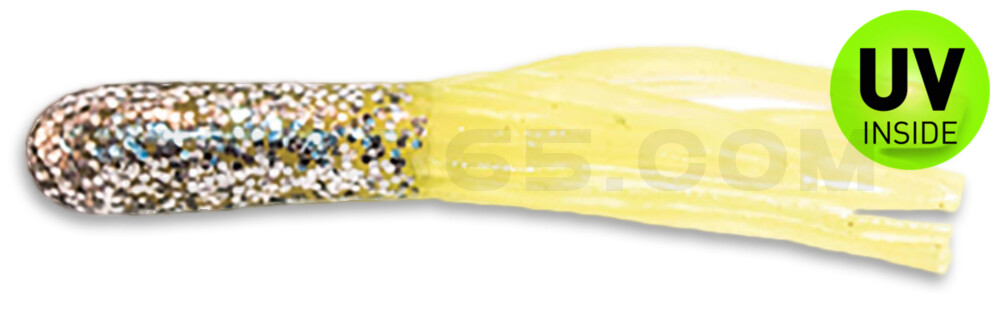 Crappie Tube 1.75" (ca. 4,5 cm) im Zip Bag Silver Glitter/Chartreuse
