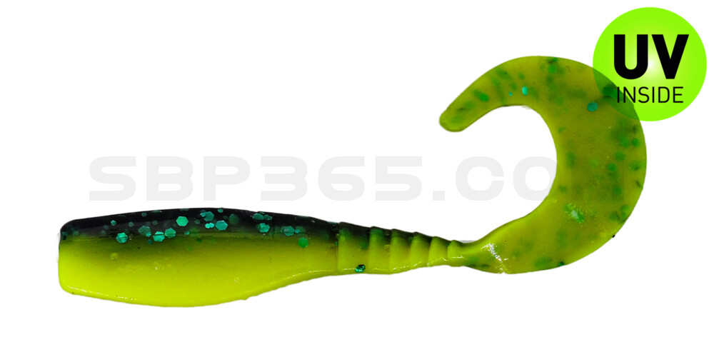 Curly Tail Crappie Minnow 2"  (ca. 5 cm) im Zip Bag Junebug/Chartreuse