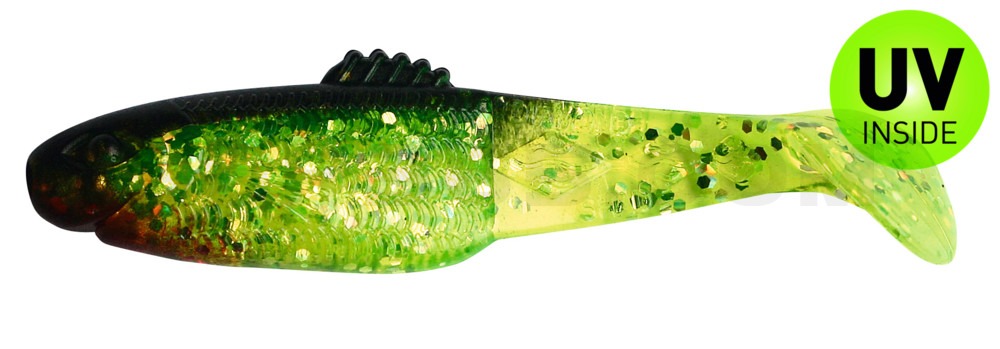 Diamond-Shad 2,5" (ca. 7,0 cm) grün(chartreuse)-Glitter / schwarz