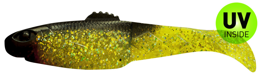 Diamond Shad 3,5" (ca. 10,0 cm) grün(chartreuse)-Glitter / schwarz