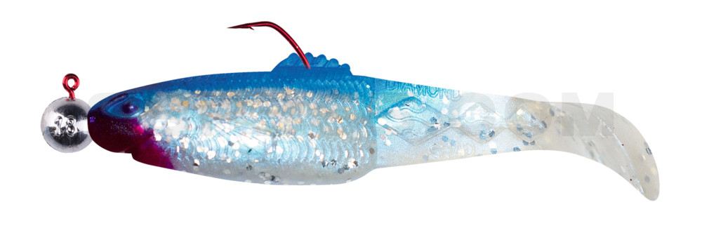 Diamond Shad 5" (ca. 13,5 cm) blauperl-Glitter / blau, montiert auf HBA 5/0 12g