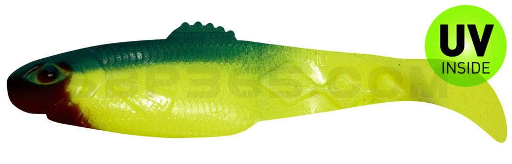 Diamond Shad 5" (ca. 13,5 cm) fluogelb / blau