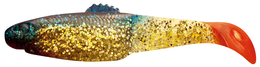Diamond Shad 5" (ca. 13,5 cm) klar gold-Glitter / blau