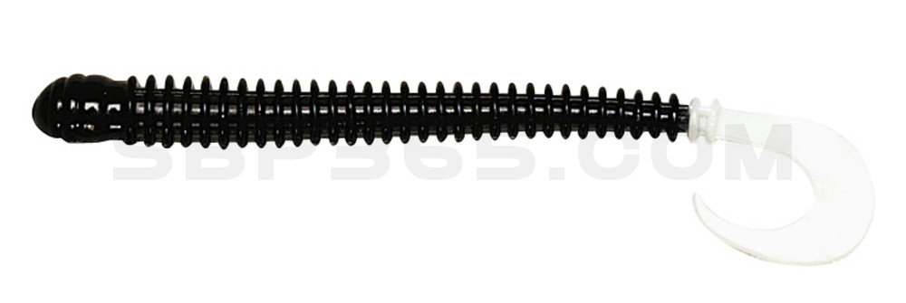 Drop Shot Ringer Worm 4" (ca. 10,5 cm) Black/White Tail