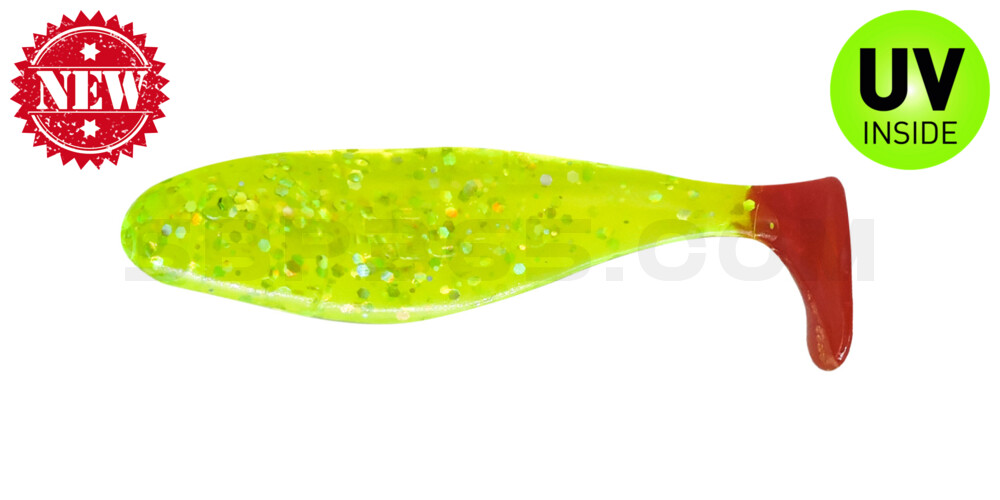 Jankes 2" (ca. 4,5 cm) grün(chartreuse)-glitter / red Tail