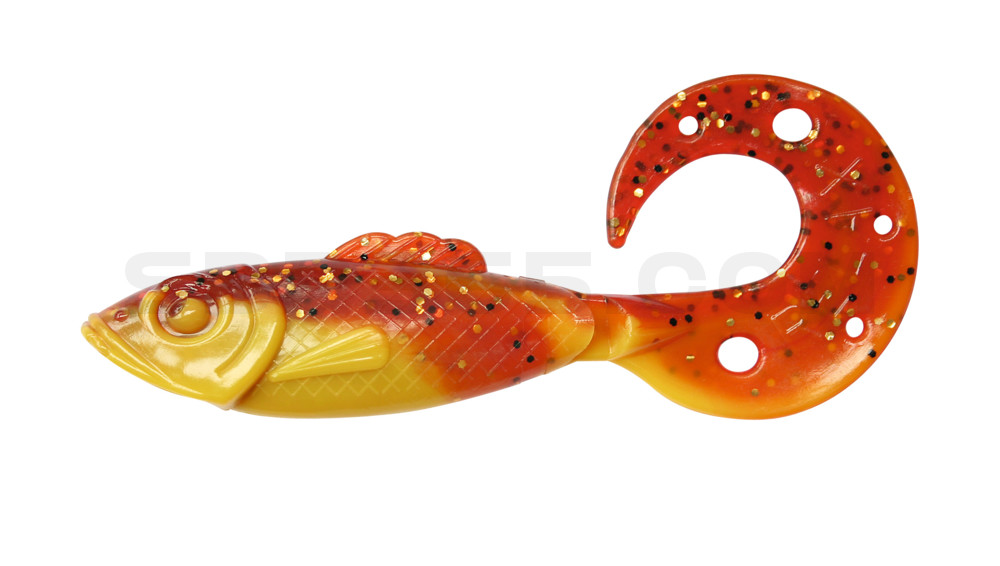 Killer Grub 4" (ca. 12,0 cm) gelb / motoroil Glitter