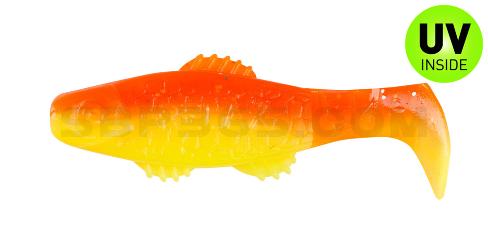 Killer Shad 2" (ca. 5,0 cm) fluogelb  / orange-silber Glitter