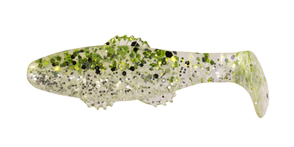 Killer Shad 2" (ca. 5,0 cm) klar silber Glitter / chartreuse Glitter