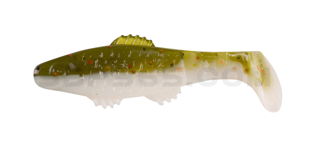 Killer Shad 2" (ca. 5,0 cm) reinweiss / olive-tree-Glitter