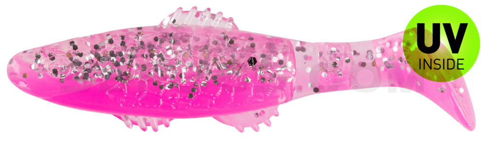 Killer Shad 3" (ca. 8,0 cm) bubblegum / klar silber Glitter