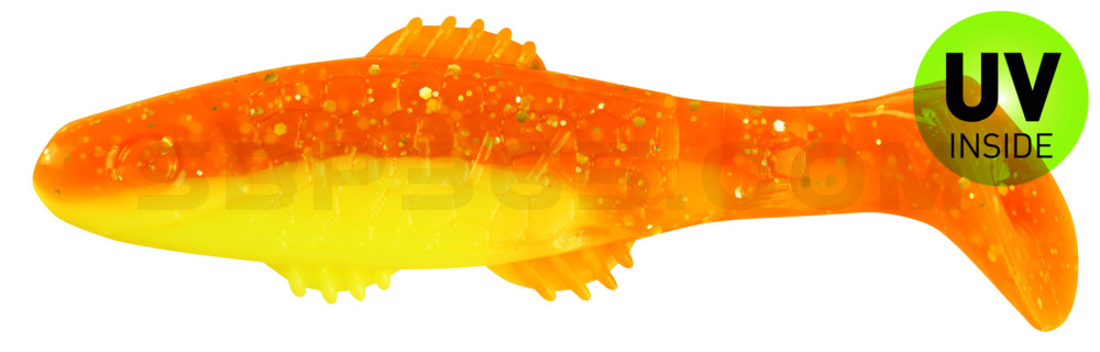 Killer Shad 3" (ca. 8,0 cm) fluogelb  / orange-silber Glitter