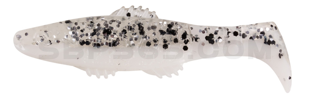 Killer Shad 3" (ca. 8,0 cm) reinweiss / klar salt´n pepper Glitter