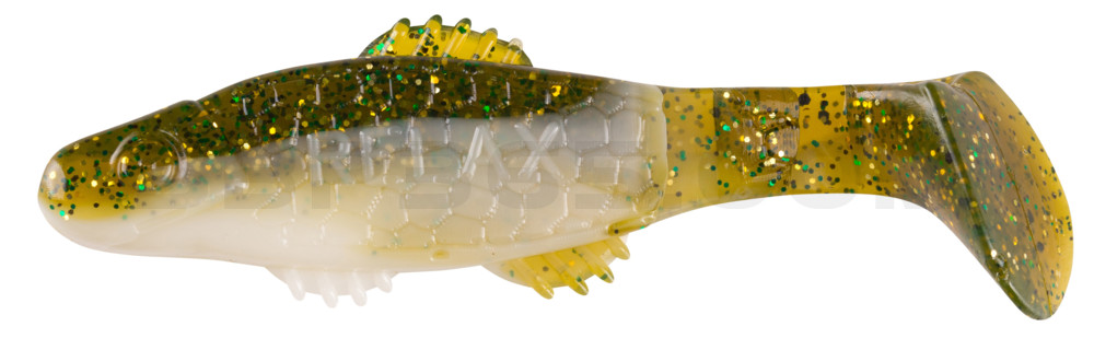 Killer Shad 3" (ca. 8,0 cm) reinweiss / olive-tree-Glitter