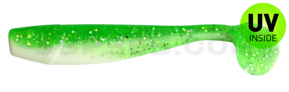 King-Shad 3" (ca. 8,0 cm) reinweiss / grün-Glitter