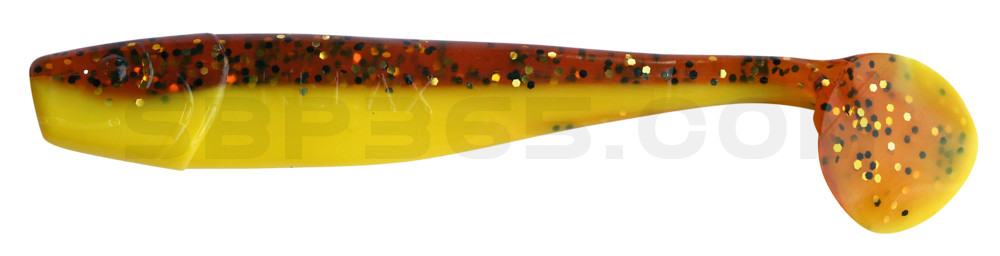 King-Shad 4" (ca. 11,0 cm) gelb / motoroil Glitter