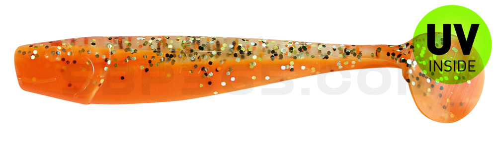 King-Shad 4" (ca. 11,0 cm) orange / klar gold,schwarz Glitter