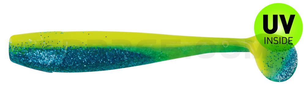 King-Shad 5" (ca. 14,0cm) fluogelb / sky-blue Glitter