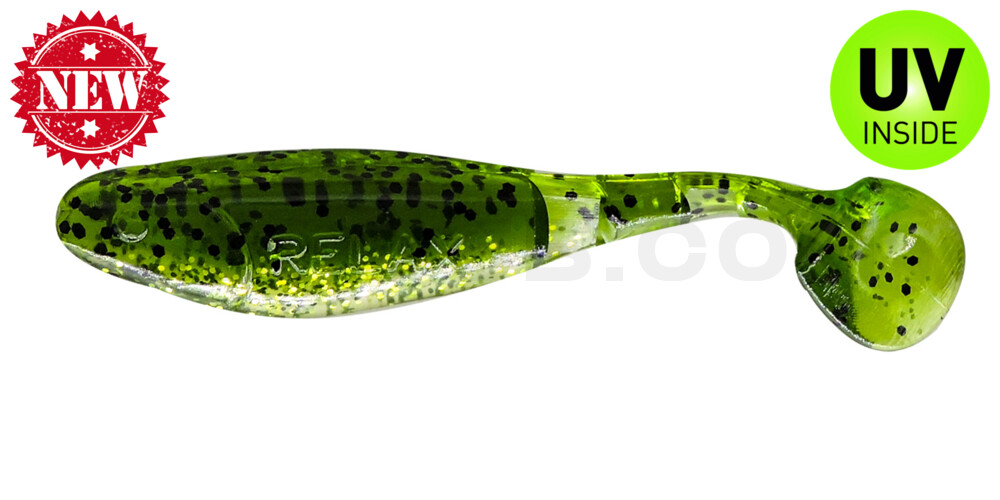 Kopyto-Classic 2,5" (ca.7,0 cm) chartreuse-gold Glitter / Watermelon-schwarz Glitter