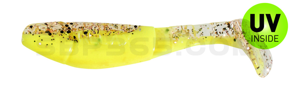 Kopyto-Classic 2,5" (ca.7,0 cm) fluogelb  / klar kupfer, schwarz Glitter