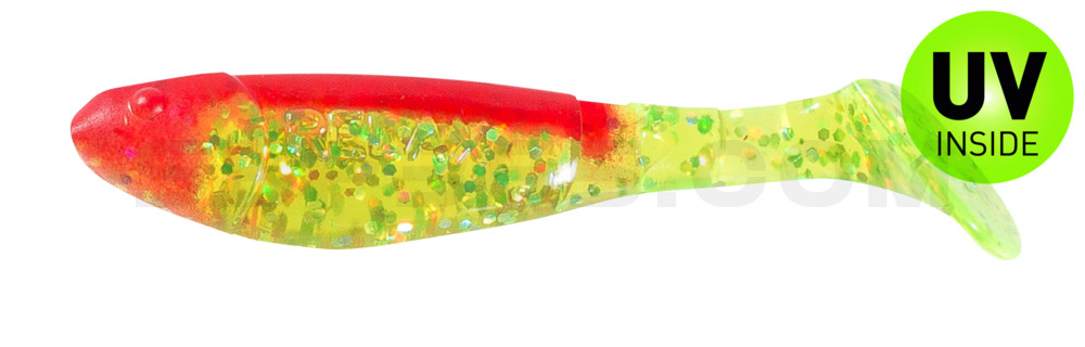 Kopyto-Classic 2,5" (ca.7,0 cm) grün(chartreuse)-Glitter / rot