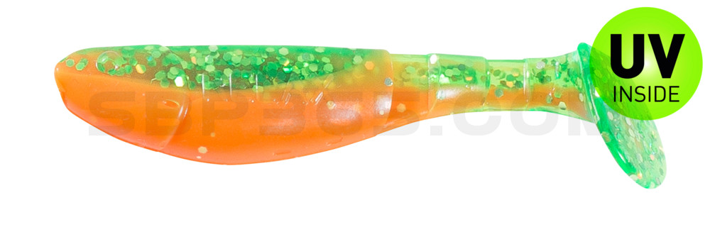 Kopyto-Classic 2,5" (ca.7,0 cm) orange-Glitter / fluogrün-Glitter