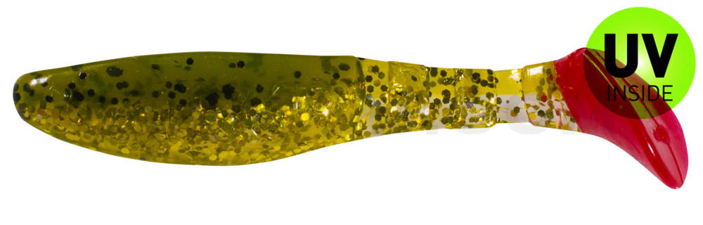 Kopyto-Classic 3" (ca. 8,0 cm) dunkelgrün Glitter  / klar gold Glitter / red tail