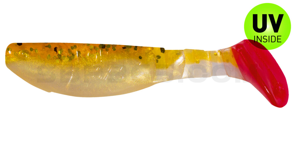 Kopyto-Classic 3" (ca. 8,0 cm) goldperl / motoroil Glitter / red tail
