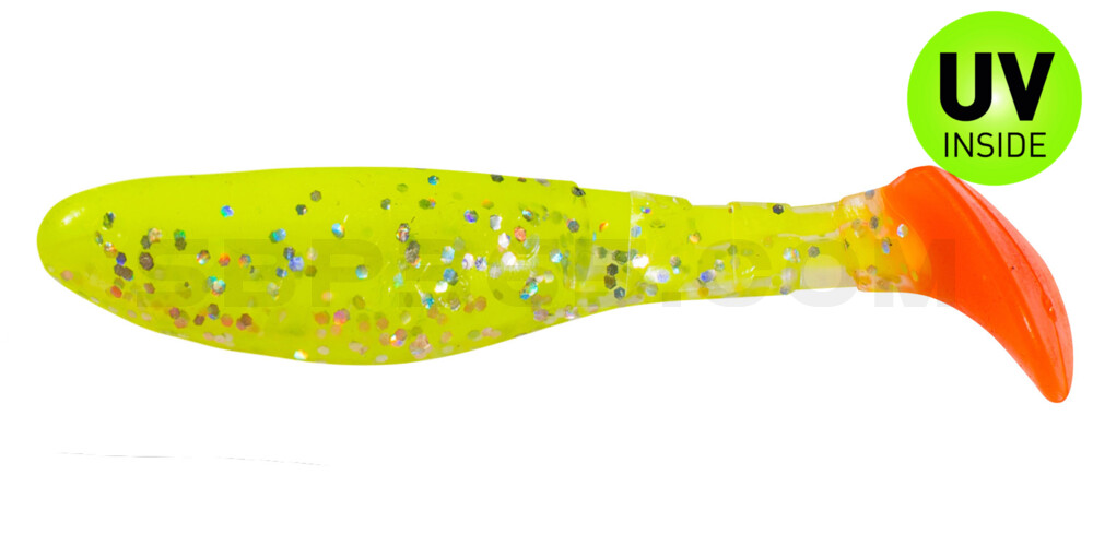 Kopyto-Classic 3" (ca. 8,0 cm) klar silberGlitter / fluogelb / red tail