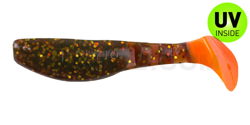 Kopyto-Classic 3" (ca. 8,0 cm) motoroil-gold-Glitter / orange tail