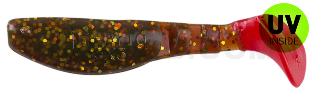 Kopyto-Classic 3" (ca. 8,0 cm) motoroil-gold-glitter / red tail