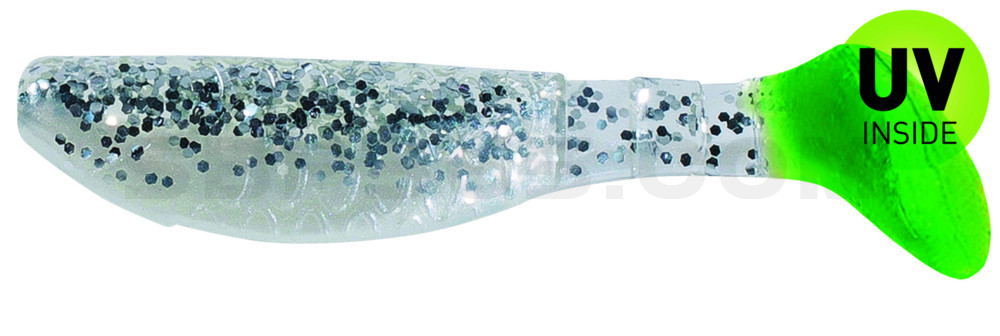Kopyto-Classic 3" (ca. 8,0 cm) perlweiss / klar salt´n pepper Glitter / Lime Tail