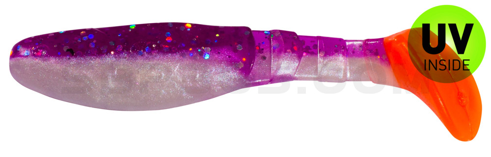 Kopyto-Classic 3" (ca. 8,0 cm) perlweiss / violett-transparent-Glitter / red tail