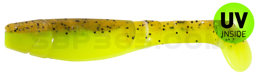 Kopyto-Classic 4" (ca. 11,0 cm) fluogelb  / olivebraun-Glitter