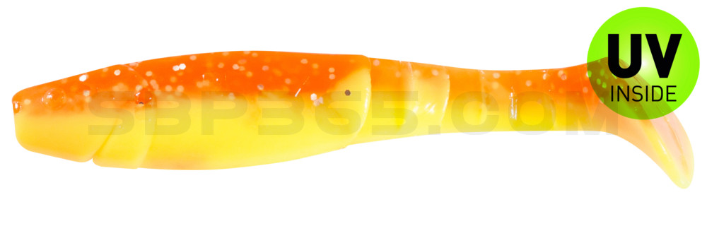 Kopyto-Classic 4" (ca. 11,0 cm) fluogelb  / orange-silber Glitter