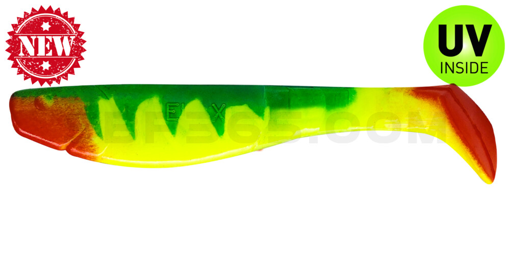 Kopyto-Classic 4" (ca. 11,0 cm) fluogelb / Zander blau / red tail