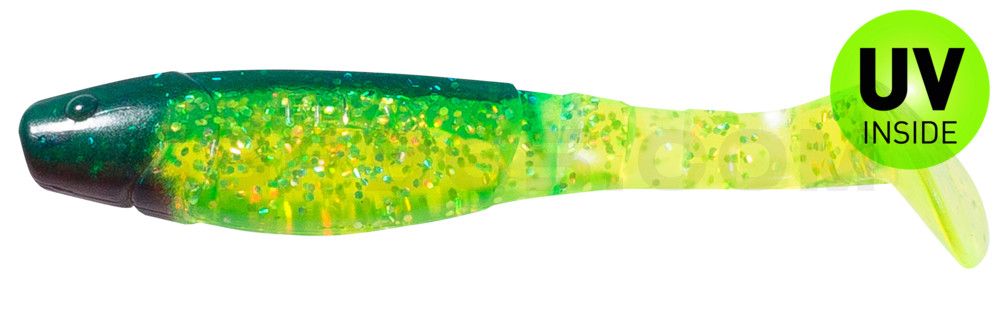 Kopyto-Classic 4" (ca. 11,0 cm) grün(chartreuse)-Glitter / blau