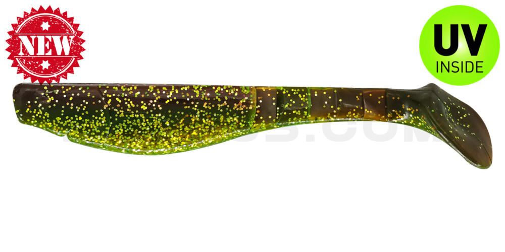 Kopyto-Classic 8" (ca. 20,0 cm) grün (chartreuse)-Glitter / motoroil Glitter