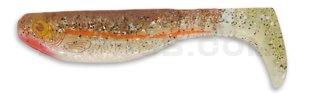 Kopyto-Nature 3" (ca. 8,0 cm) perlweiss / klar salt´n pepper Glitter / Zander braun / Bauch: weiß