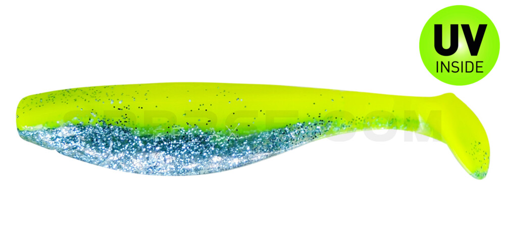 Kopyto-River 4" (ca. 11,0 cm) fluogelb / sky-blue Glitter