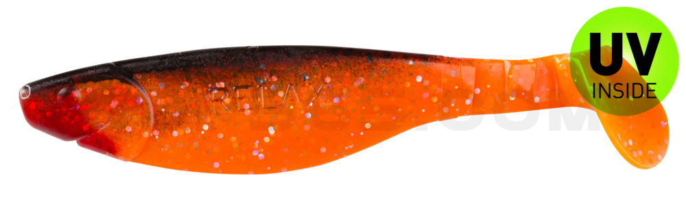 Kopyto-River 4" (ca. 11,0 cm) klar fluoorange-Glitter / schwarz