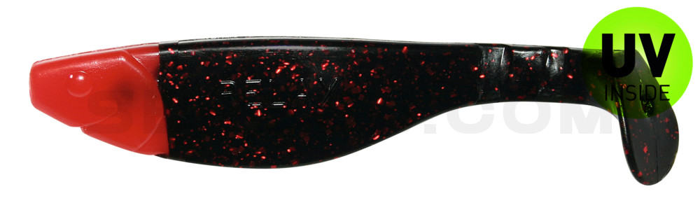 Kopyto-River 4" (ca. 11,0 cm) schwarz-rot-glitter / red head