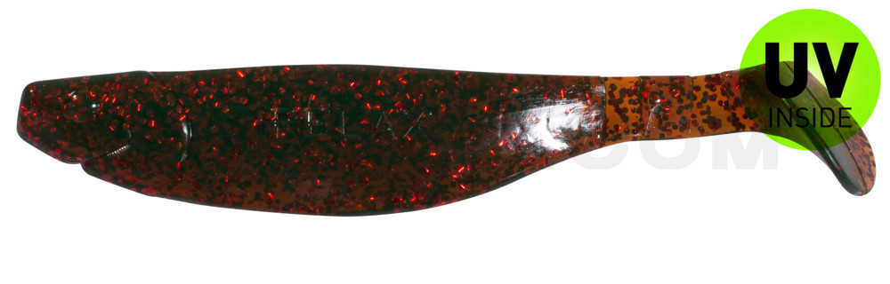Kopyto-River 5" (ca. 13,0 cm) motoroil-rot-Glitter