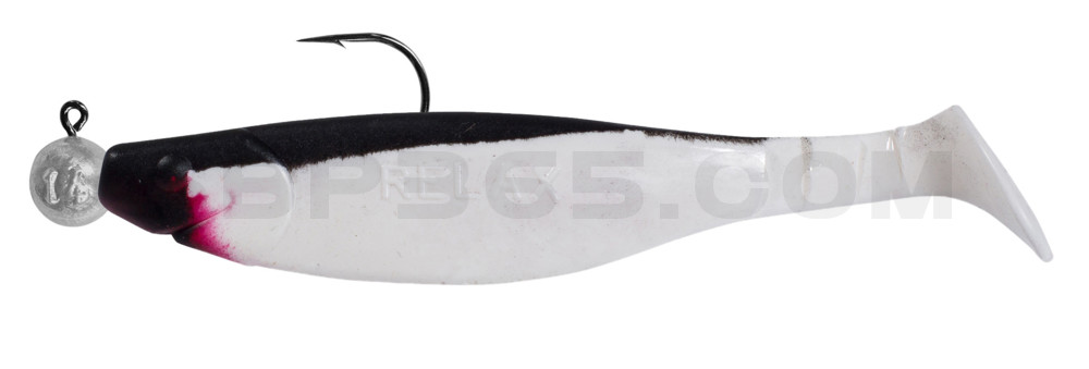 Kopyto-River 5" (ca. 14,0 cm) reinweiss / schwarz; montiert auf MUXRO 8/0 15g
