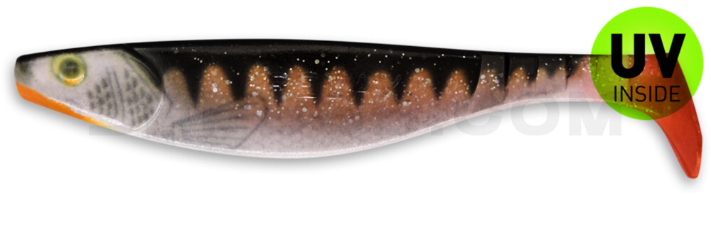 Kopyto-River Nature 6" (ca. 16,0 cm) hot pink Glitter  / Zander / Bauch: weiß / Red Tail