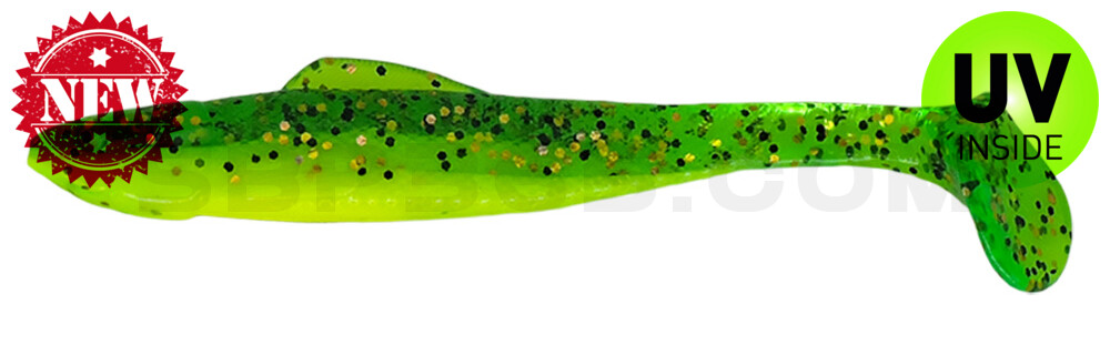 Ohio 4" (ca. 11,0 cm) fluogelb  / grün-Glitter