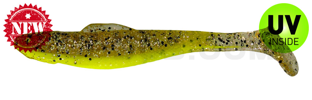 Ohio 4" (ca. 11,0 cm) fluogelb  / klar kupfer, schwarz Glitter