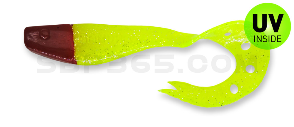 Sandra 7" (ca. 18 cm) grün(chartreuse)-Glitter / Red Head